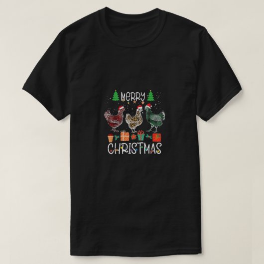 Frohe Weihnachts Hühnchen Weihnachtsmannmütze Ligh T-Shirt (Design vorne)