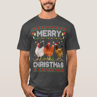 Frohe Weihnachts Hühnchen Weihnachtsmannmütze Ligh T-Shirt