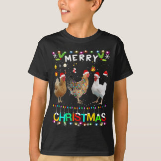 Frohe Weihnachts Hühnchen Weihnachtsmannmütze Ligh T-Shirt