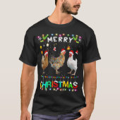 Frohe Weihnachts Hühnchen Weihnachtsmannmütze Ligh T-Shirt (Vorderseite)