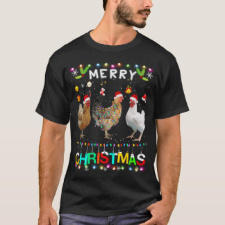 Frohe Weihnachts Hühnchen Weihnachtsmannmütze Ligh T-Shirt