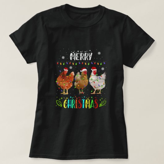 Frohe Weihnachts Hühnchen Weihnachtsmannmütze Ligh T-Shirt (Design vorne)