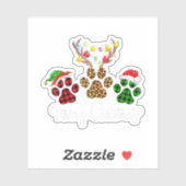 Frohe Weihnachts-Hund Paws Lights Buffalo Kariert Aufkleber (Blatt)