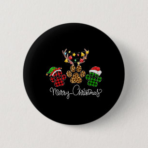 Frohe Weihnachts-Hund Paws Lights Buffalo Kariert Button