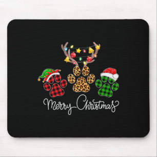 Frohe Weihnachts-Hund Paws Lights Buffalo Kariert  Mousepad