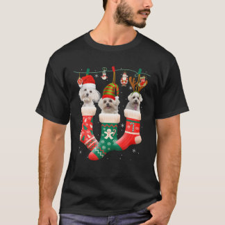 Frohe Weihnachts-Hund Paws Lights Buffalo Kariert T-Shirt