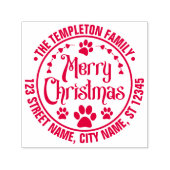 Frohe Weihnachts-Hund Paws Name Rücksendeadresse Permastempel (Design)