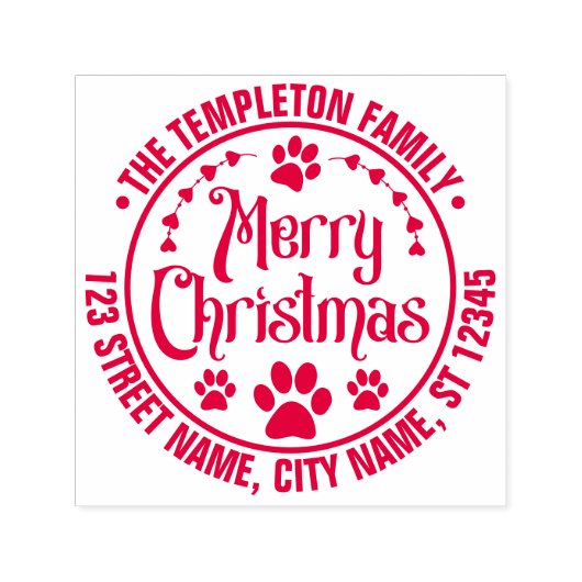 Frohe Weihnachts-Hund Paws Name Rücksendeadresse Permastempel (Design)