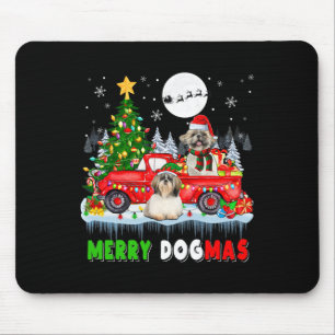 Frohe Weihnachts-Hund Santa Elf Shih Tzus auf Lief Mousepad
