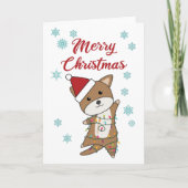 Frohe Weihnachts Hund Schnee Winter Welpe Wauwau Karte (Vorderseite)