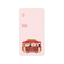 Frohe Weihnachts-Hunde Urlaub Trolly Adressaufkleber