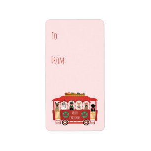 Frohe Weihnachts-Hunde Urlaub Trolly Adressaufkleber