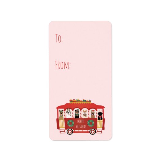 Frohe Weihnachts-Hunde Urlaub Trolly Adressaufkleber (Vorne)