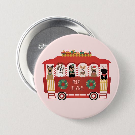 Frohe Weihnachts-Hunde Urlaub Trolly Button (Vorne & Hinten)