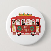 Frohe Weihnachts-Hunde Urlaub Trolly Button (Vorderseite)