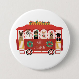 Frohe Weihnachts-Hunde Urlaub Trolly Button