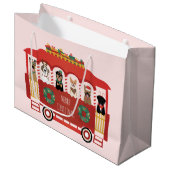 Frohe Weihnachts-Hunde Urlaub Trolly Große Geschenktüte (Vorderseite Schrägansicht)