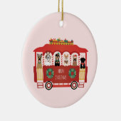 Frohe Weihnachts-Hunde Urlaub Trolly Keramik Ornament (Rechts)