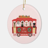 Frohe Weihnachts-Hunde Urlaub Trolly Keramik Ornament (Links)