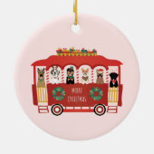 Frohe Weihnachts-Hunde Urlaub Trolly Keramik Ornament (Hinten)