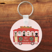 Frohe Weihnachts-Hunde Urlaub Trolly Schlüsselanhänger (Vorderseite)