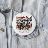 Frohe Weihnachts-Husky-Hunde Button (Beispiel)