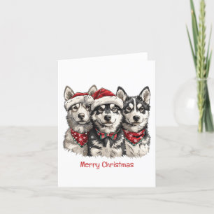 Frohe Weihnachts-Husky-Hunde Feiertagskarte