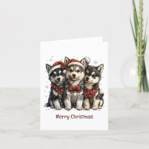 Frohe Weihnachts-Husky-Hunde