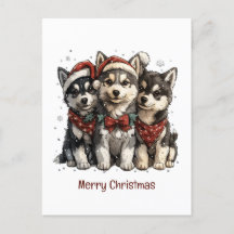 Frohe Weihnachts-Husky-Hunde