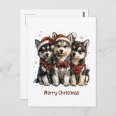 Frohe Weihnachts-Husky-Hunde Postkarte (Vorne/Hinten)