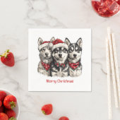 Frohe Weihnachts-Husky-Hunde Serviette (Beispiel)