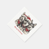 Frohe Weihnachts-Husky-Hunde Serviette (Ecke)