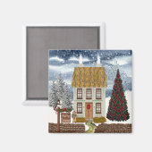 Frohe Weihnachts-Hütte Magnet (Vorderseite/Rückseite)