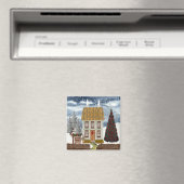 Frohe Weihnachts-Hütte Magnet (In Situ (Geschirrspüler))