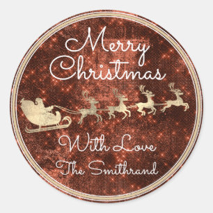 Frohe Weihnachts-Hütte Santa Reindeer Spark Runder Aufkleber