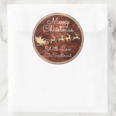 Frohe Weihnachts-Hütte Santa Reindeer Spark Runder Aufkleber (Tasche)