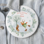 Frohe Weihnachts-Ice Skaten Deer im Winter am Button (Beispiel)