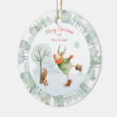 Frohe Weihnachts-Ice Skaten Deer im Winter am Keramik Ornament (Links)