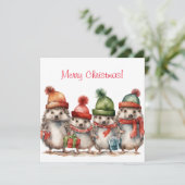 Frohe Weihnachts-Igel Feiertagskarte (Stehend Vorderseite)