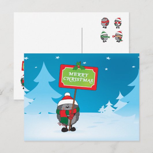 Frohe Weihnachts-Igel Feiertagspostkarte (Vorne/Hinten)