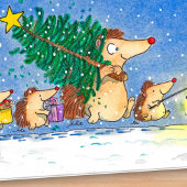 Frohe Weihnachts-Igel Grußkarte Karte