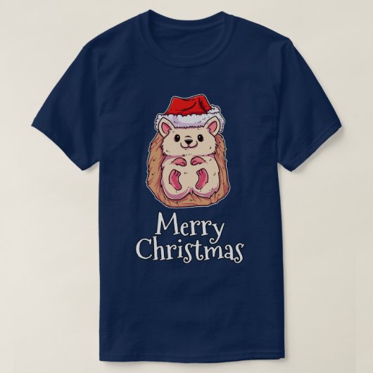 Frohe Weihnachts-Igel Santas Hat Igel T-Shirt (Design vorne)