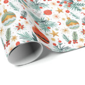 Frohe Weihnachts-Illustrationsmuster Geschenkpapier (Rolleneckpunkt)