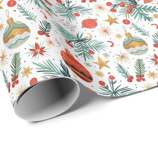 Frohe Weihnachts-Illustrationsmuster Geschenkpapier (Rolleneckpunkt)