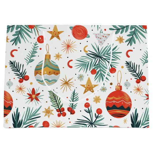 Frohe Weihnachts-Illustrationsmuster Große Geschenktüte (Vorderseite)