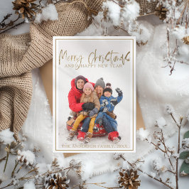 Frohe Weihnachts-Imitate Gold Calligraphy Foto Feiertagskarte