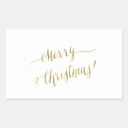 Frohe Weihnachts-Imitate Gold Foil Script Letting Rechteckiger Aufkleber (Vorderseite)