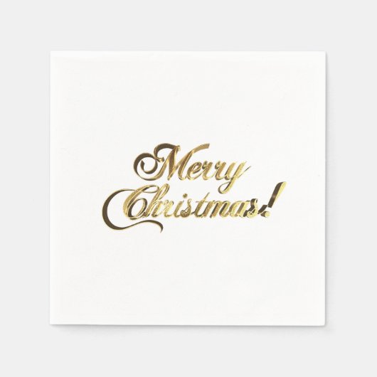 Frohe Weihnachts-Imitate Gold Foil Typografie Eleg Serviette (Vorderseite)