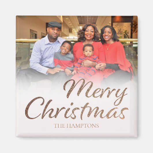 Frohe Weihnachts-Imitate Gold Glitzer FULL Foto Na Magnet (Vorne)