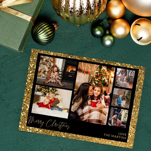 Frohe Weihnachts-Imitate Gold Glitzer Multi Foto